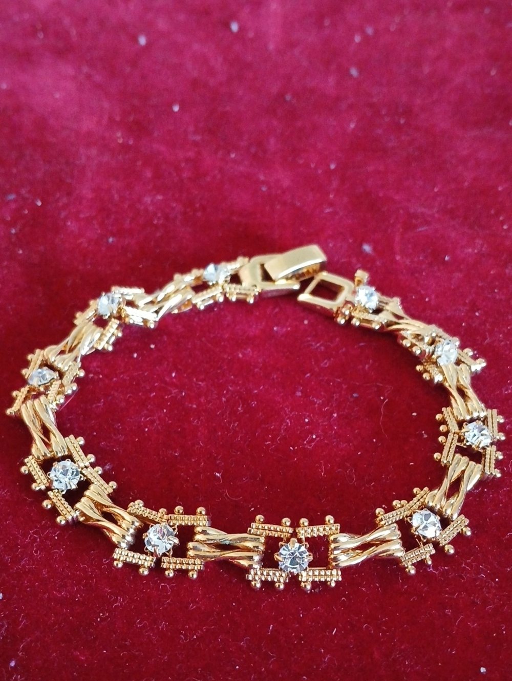 Gold-Tone Crystal Flower Bracelet
